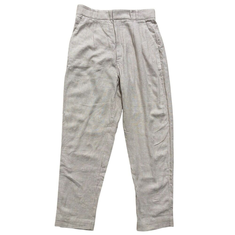 Abercrombie And Fitch Women’s Small Gingham Linen Blend Pants Tan Tapered Crop